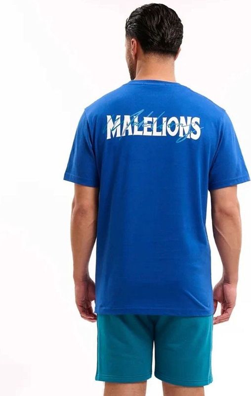 Malelions - T-shirt - Blauw - Regular Fit - 100% Katoen