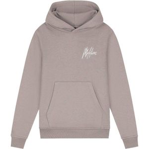 Malelions Kids Striped Signature Hoodie - Grey Brown/Off-White 4-104