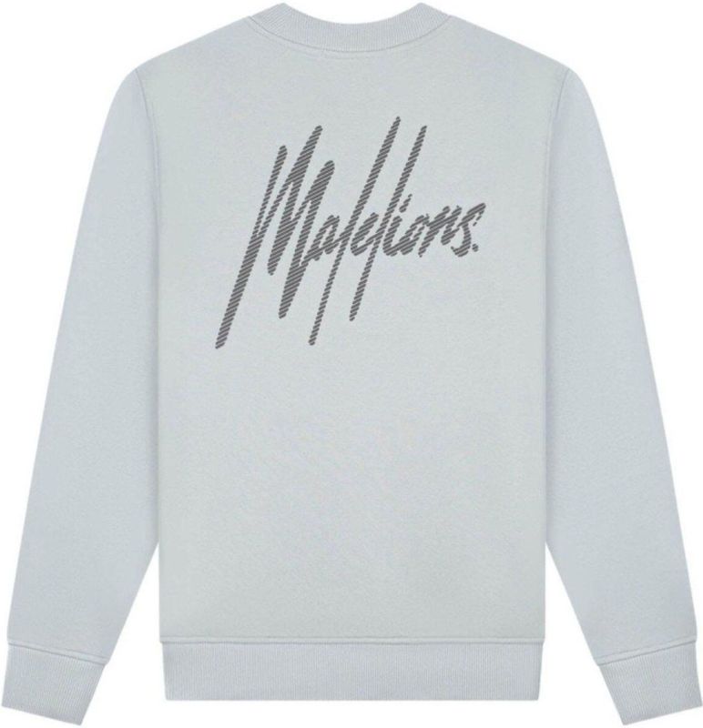 Malelions - Striped Signature Sweater - Ocean Grey - Sweater
