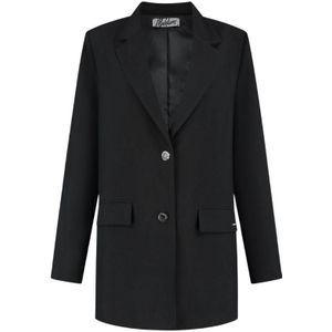 Dames Lange Blazer met Lange Mouwen Vaste Lagen Blazers Één Knop Jassen Jassen met Zakken