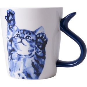 Heinen Delfts Blauw Mok Kattenstaart Ontdekken 300 ml