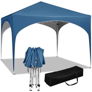 BukkitBow - Partytent met Ronde Rand – Opvouwbare Tent – Waterdicht en Weersbestendig – Tuinpaviljoen - 300 x 300 cm – Blauw