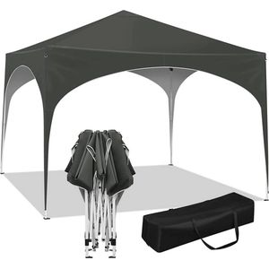 BukkitBow - Partytent met Ronde Rand – Opvouwbare Tent – Waterdicht en Weersbestendig – Tuinpaviljoen - 300 x 300 cm – Grijs