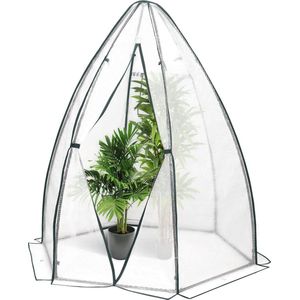 BukkitBow – Polytunnel Tuinkas – Winterproof Tunnel voor Groenten Teelt – Compacte Tuinkas met Groot Luik en Raam - 140x140x180CM - Wit