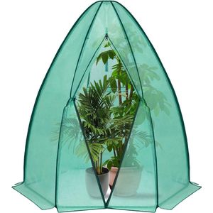 BukkitBow – Polytunnel Tuinkas – Winterproof Tunnel voor Groenten Teelt – Compacte Tuinkas met Groot Luik en Raam - 140x140x180CM - Groen