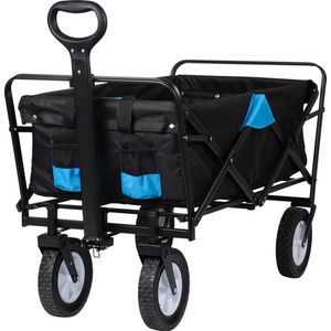 BukkitBow - Opvouwbare Bolderkar - Inklapbare Handkar met Stalen Frame - Massief Rubberen Wielen - Tot 80 kg Belasting - Blauw / Zwart