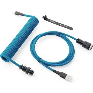 Sounix Coiled Cable met tas - USB-C - Mechanisch Toetsenbord Kabel - 1,5 Meter - Lichtblauw