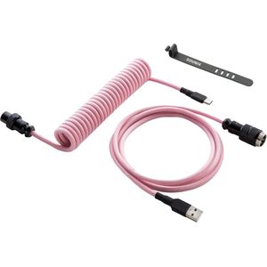Sounix Coiled Cable met tas - USB-C - Mechanisch Toetsenbord Kabel - 1,5 Meter - Roze