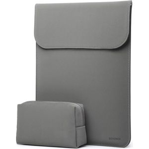 Sounix Laptophoes 15 inch - 2-Delig - Laptop Sleeve - Laptophoes/ Sleeve - Grijs