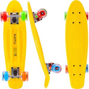 Suotu Skateboard - Skateboard Jongens – Wielen met LED-verlichting - Skateboard Meisjes – Skateboard Volwassenen - Geel