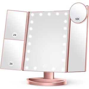 BOTC - Spiegel met LED Verlichting - Rose Goud - 10x Vergroting - Cosmetica Spiegel