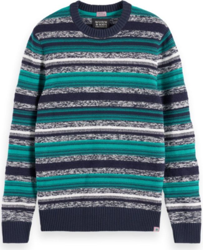 Scotch & Soda Mixed Yarns Stripes Extra Dropped Shoulder Sweater Heren Trui