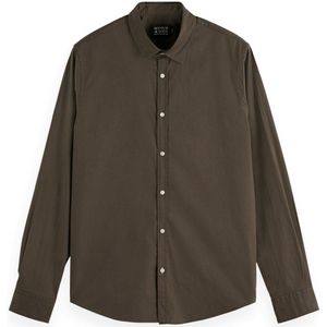 Scotch & Soda - Modern Fit - Overhemd - Bruin - Effen - Lange Mouwen