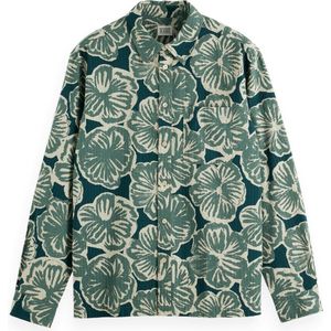 Scotch & Soda Overhemd Seersucker AOP Groen heren