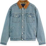 Tussenjas - Denim - Effen - Normale Pasvorm - Licht Gevoerd