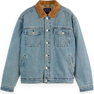 Tussenjas - Denim - Effen - Normale Pasvorm - Licht Gevoerd