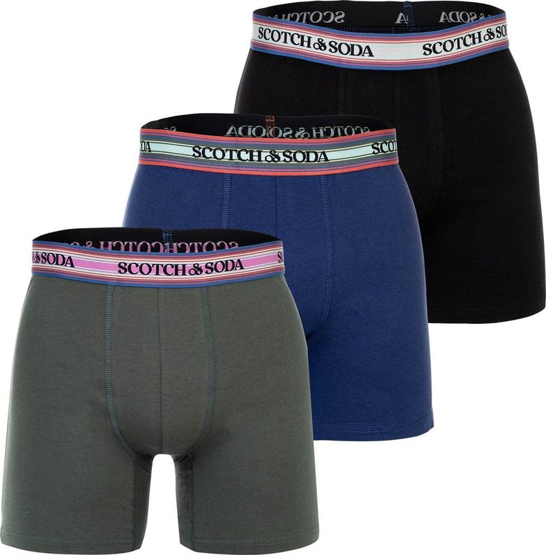 SCOTCH & SODA - Boxershorts - 3 Pack - Saffier - Donkergeel - Grenadine - Zwart