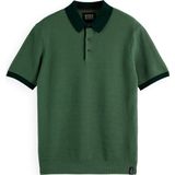Scotch & Soda - Poloshirt - Sage Green - Gebreid - Gestructureerd