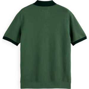 Scotch & Soda - Poloshirt - Sage Green - Gebreid - Gestructureerd
