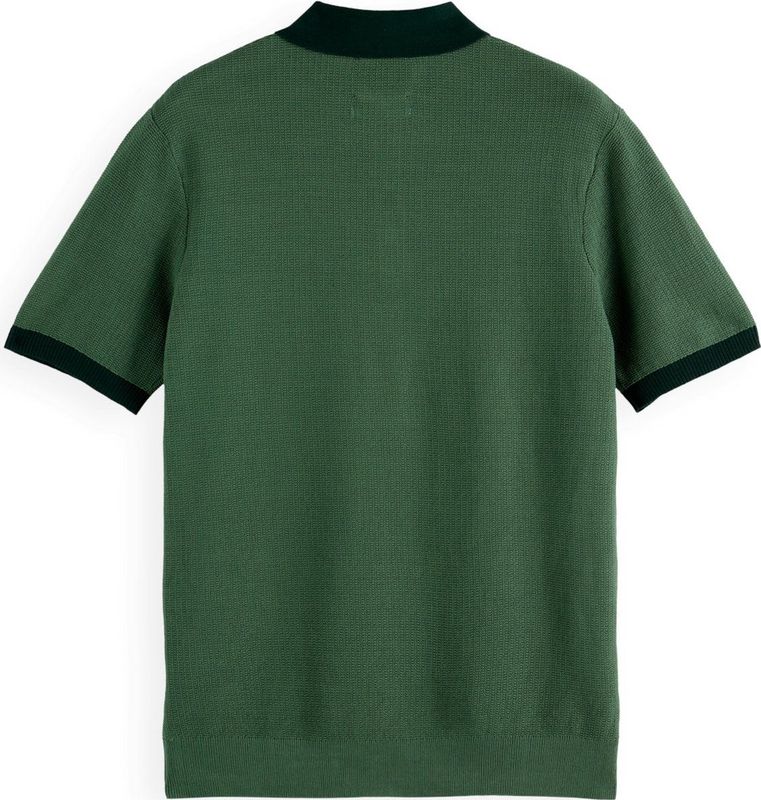 Scotch & Soda - Poloshirt - Sage Green - Gebreid - Gestructureerd