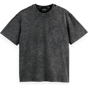 Scotch & Soda - T-shirt - Groen - Katoen - Regular Fit - Geribde Ronde Hals