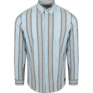 Scotch and Soda - Overhemd - Lichtblauw - Katoen - Regular-fit - Streep dessin