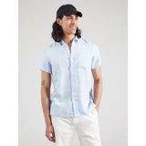 Scotch & Soda - Overhemd - Blauw - Linnen - Korte Mouwen