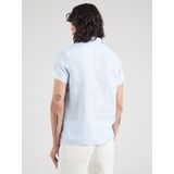 Scotch & Soda - Overhemd - Blauw - Linnen - Korte Mouwen