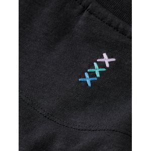 T-shirt - Effen - Jersey - Geribbelde Kraag - Kwartmouw