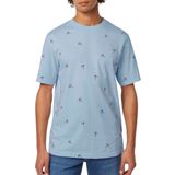 Scotch And Soda - T-shirt Print - Lichtblauw - Katoen - Regular-fit