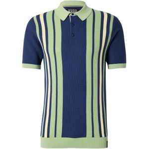 Scotch & Soda - Gestructureerd Gebreid Poloshirt - Atlantic Blue 401 - Regular Fit