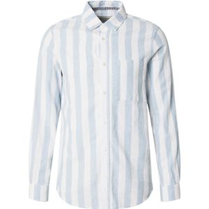 Scotch and Soda Linnen Blend Overhemd Streep Lichtblauw