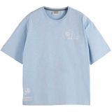 Scotch & Soda - T-shirt - Lichtblauw - Katoen - Oversized Pasvorm