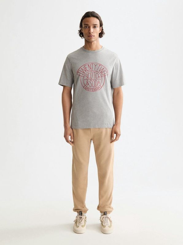 Scotch & Soda - Denim Artwork - T-shirt - Blauw - Katoen