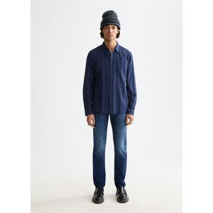 Scotch & Soda - Overhemd Textured Stripe - Navy - Heren