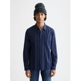 Scotch & Soda - Overhemd Textured Stripe - Navy - Heren
