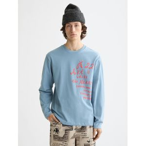 Scotch & Soda - Shirt - Pastelblauw / Abrikoos - Lange Mouw