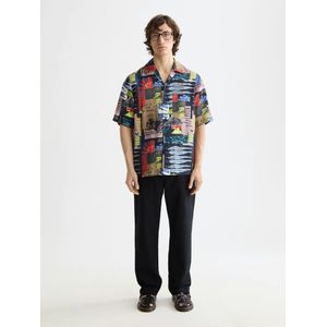 Scotch & Soda - Relaxed Fit Overhemd - All-Over Printed - Blauw - Katoen