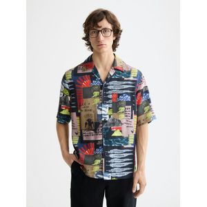 Scotch & Soda - Relaxed Fit Overhemd - All-Over Printed - Blauw - Katoen