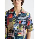 Scotch & Soda - Relaxed Fit Overhemd - All-Over Printed - Blauw - Katoen