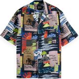 Scotch & Soda - Relaxed Fit Overhemd - All-Over Printed - Blauw - Katoen