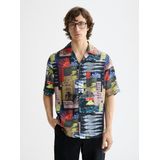 Scotch & Soda - Relaxed Fit Overhemd - All-Over Printed - Blauw - Katoen