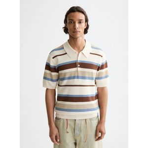 Scotch & Soda - Regular Fit - Gebreide Gestreepte Poloshirt - Korte Mouwen