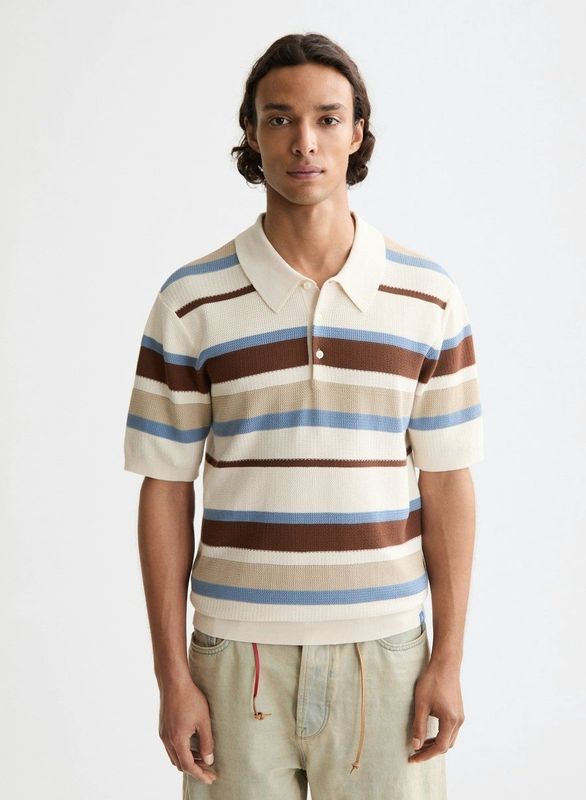 Scotch & Soda - Regular Fit - Gebreide Gestreepte Poloshirt - Korte Mouwen