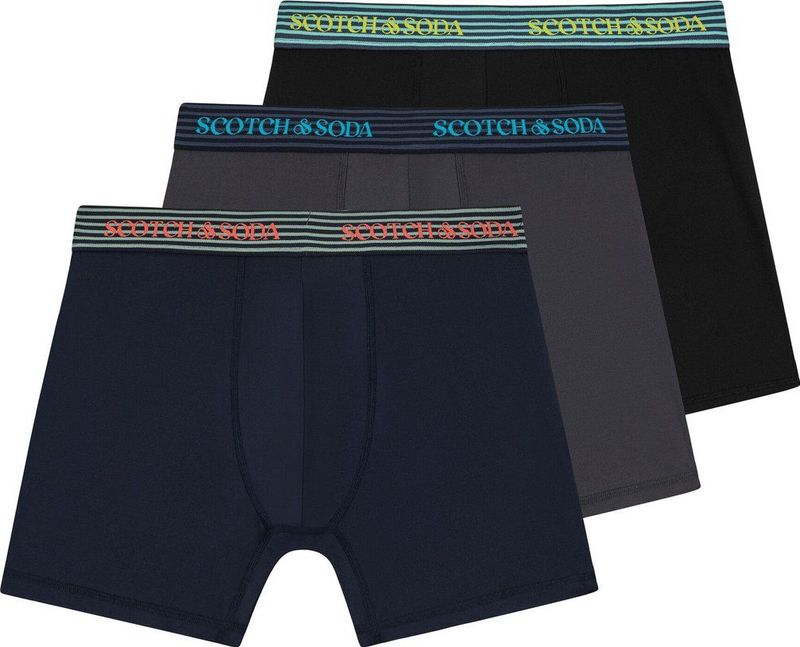 Scotch & Soda - Active Stretch - Boxer Briefs - Navy/Grijs/Zwart - 3-pack