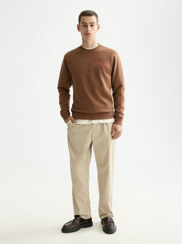 Scotch & Soda - Sweater - Beige - Regular-Fit - 100% Organisch Katoen