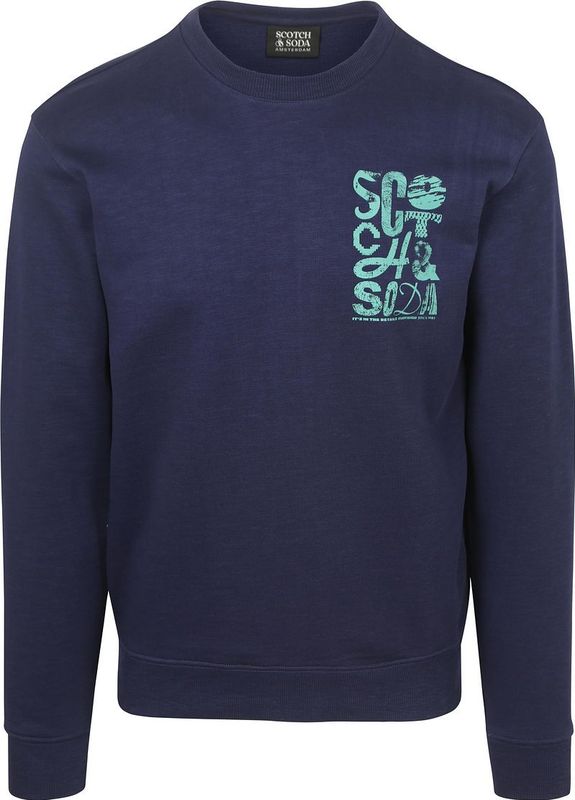 Scotch & Soda - Sweater - Donkerblauw - Regular Fit - Lange Mouwen