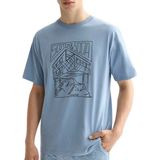 Scotch And Soda - T-shirt Print - Lichtblauw - Regular-fit - Biologisch Katoen