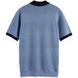 Scotch And Soda - Knitted Polo Structure - Blauw - Heren Poloshirt