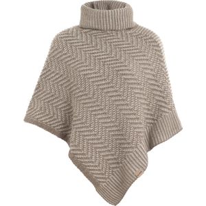 Knit Factory - Amber - Gebreid Omslagvest - Iced Clay/Beige - Dames Poncho